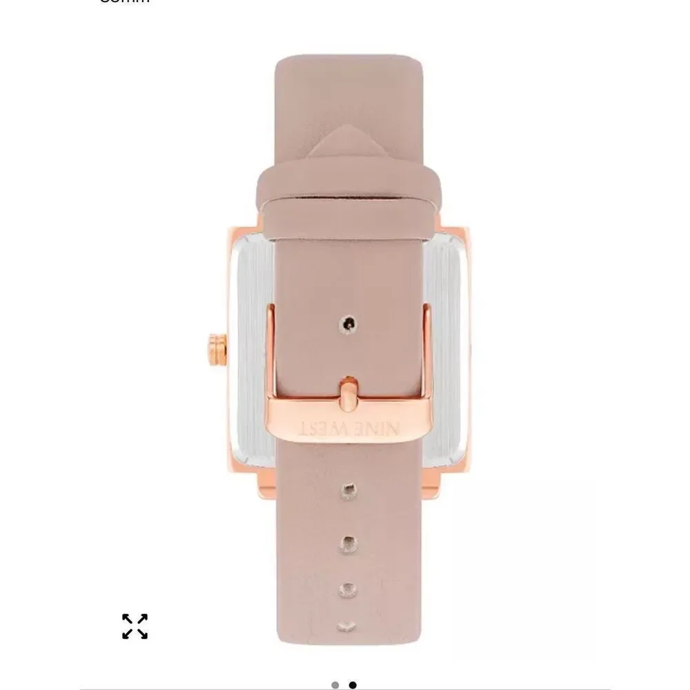 NWT nib women’s tan & gold leather square analog large dial Nine West watch